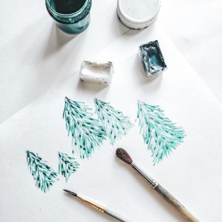 paint brushes painted trees