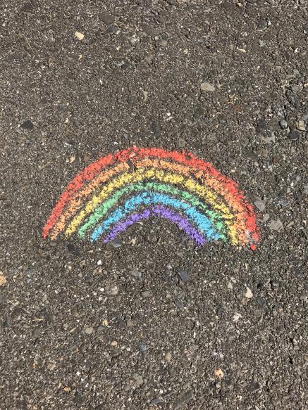 Chalk rainbow on asphalt.