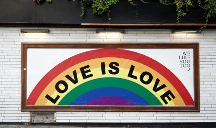 Love is love rainbow sign.