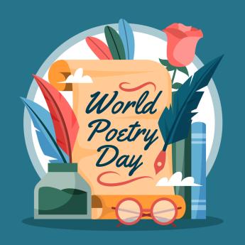 World Poetry Day with a scroll and quills