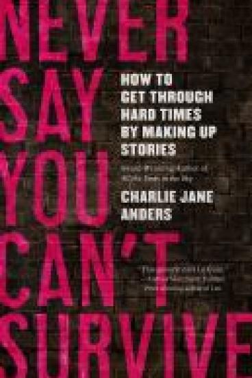 Book Cover of Never Say You Can't Survive, featuring the title in magenta red capitals over a background of dark bricks