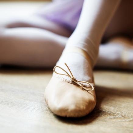 closeup of kid's ballet shoe