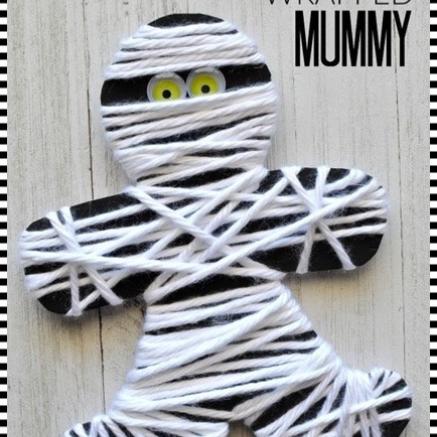Craft of a yarn wrapped mummy