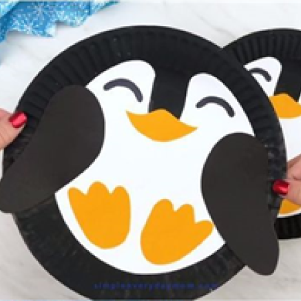 Craft of Penguins made of Paper Plates