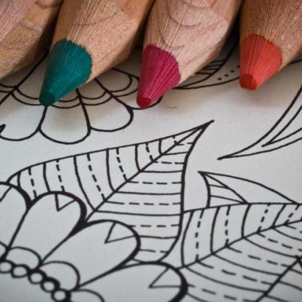 Tips of coloring pencils and coloring sheet