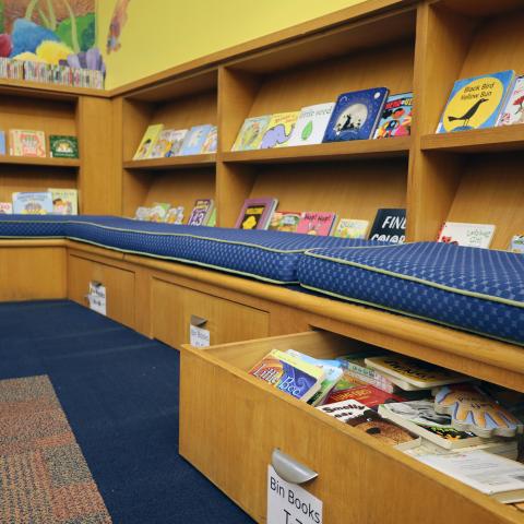Bordentown Library's Youth Services area is equipped with plenty of seating and play space for young readers.
