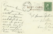 Screen shot of a historic hand written post card