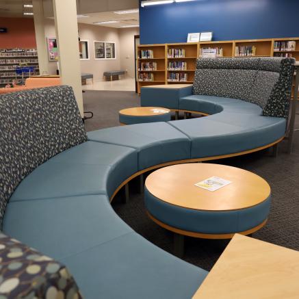 Comfortable and modern furniture is available at the Evesham Library
