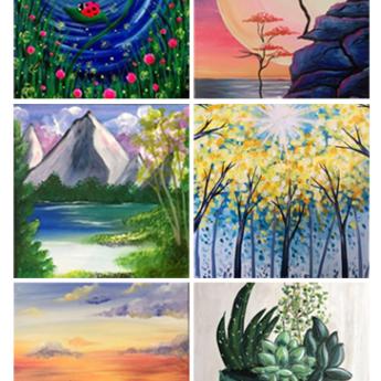 Paintings are pictured that will be offered during the Pinot's Painting event series. 